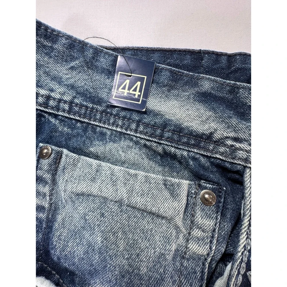 GS115 Mens Slim Fit Distressed Blue Jeans Size‎ 44 Premium Denim NWT